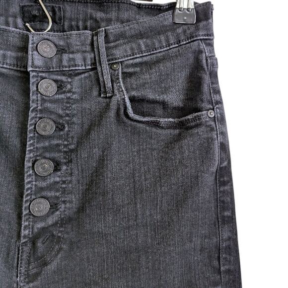 Mother Womens The Pixie Ankle Fray Jeans 30 Not Guilty Black Button Fly Mid Rise - Picture 2 of 7